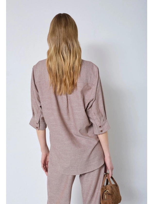 Co Couture JihoCC Stripe SS Shirt Brown