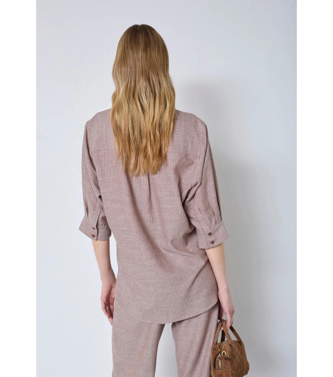 Co Couture JihoCC Stripe SS Shirt Brown