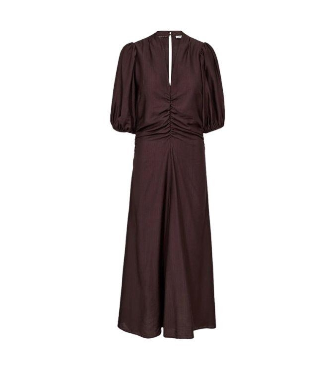 Co Couture HeraCC SS Puff Dress Dark Brown