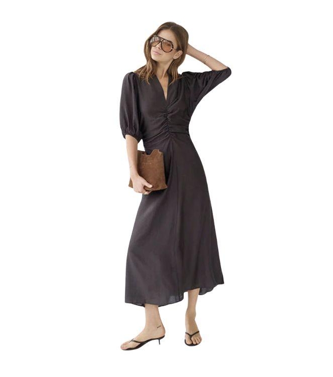 Co Couture HeraCC SS Puff Dress Dark Brown