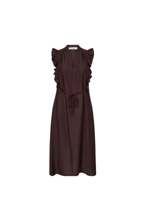 Co Couture HeraCC Frill SS V-Dress Dark Brown