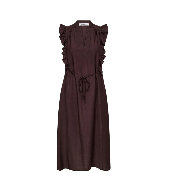 Co Couture HeraCC Frill SS V-Dress Dark Brown