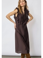 Co Couture HeraCC Frill SS V-Dress Dark Brown