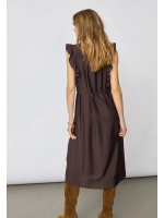 Co Couture HeraCC Frill SS V-Dress Dark Brown