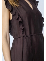 Co Couture HeraCC Frill SS V-Dress Dark Brown