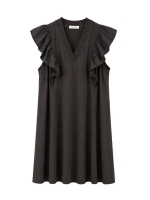 Co Couture SunriseCC Frill Crop V-Dress Dark Brown