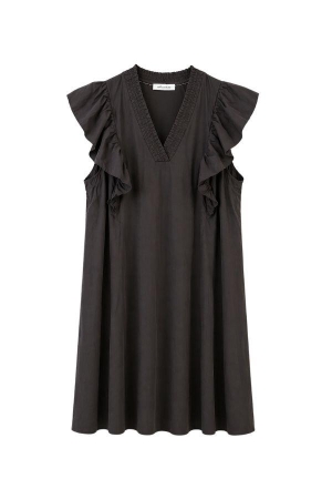 Co Couture SunriseCC Frill Crop V-Dress Dark Brown