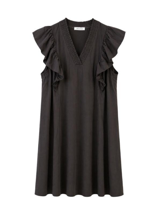 Co Couture SunriseCC Frill Crop V-Dress Dark Brown