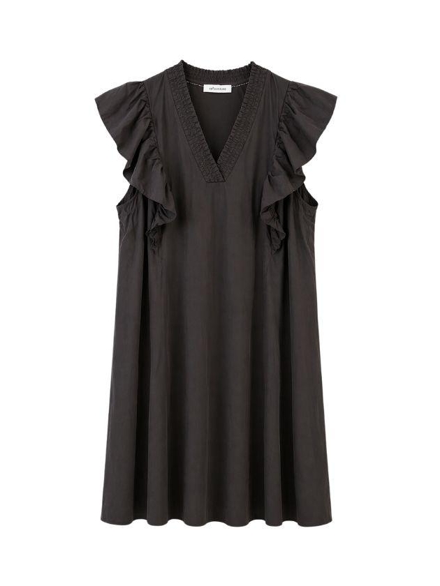 Co Couture SunriseCC Frill Crop V-Dress Dark Brown