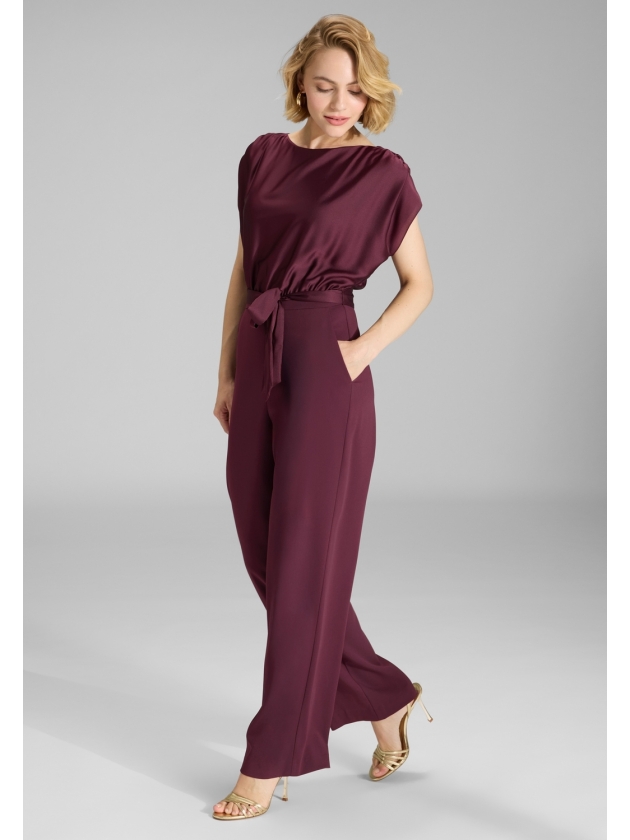 Swing Jumpsuit aus Material-Mix 612 Merlot
