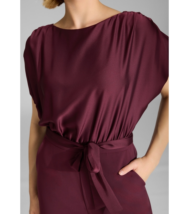 Swing Jumpsuit aus Material-Mix 612 Merlot