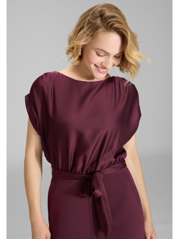 Swing Jumpsuit aus Material-Mix 612 Merlot