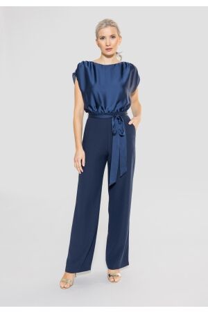 Swing Jumpsuit aus Material-Mix 300 navy