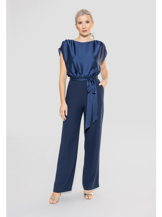 Swing Jumpsuit aus Material-Mix 300 navy