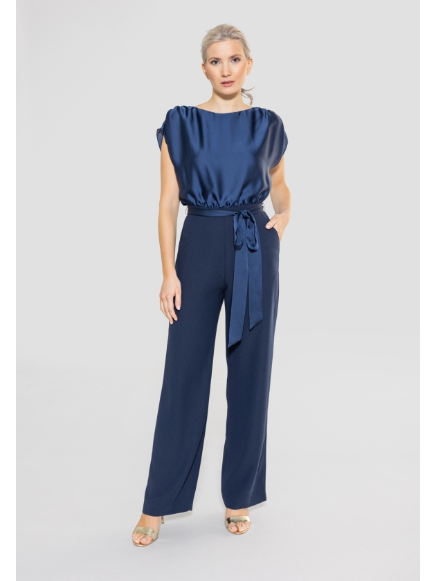 Swing Jumpsuit aus Material-Mix 300 navy