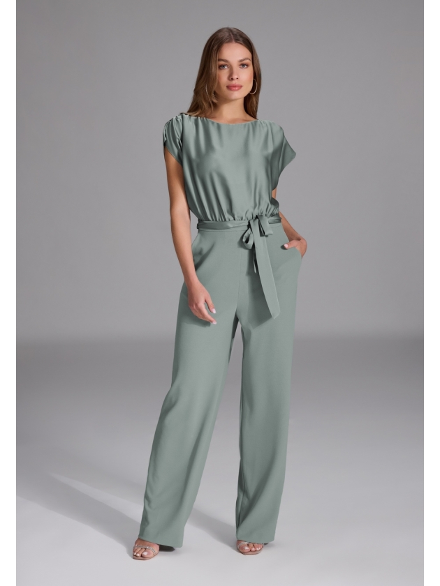 Swing Jumpsuit aus Material-Mix 583 Soft green