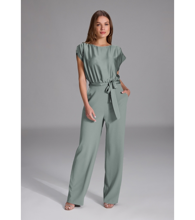 Swing Jumpsuit aus Material-Mix 583 Soft green