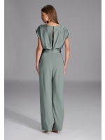 Swing Jumpsuit aus Material-Mix 583 Soft green