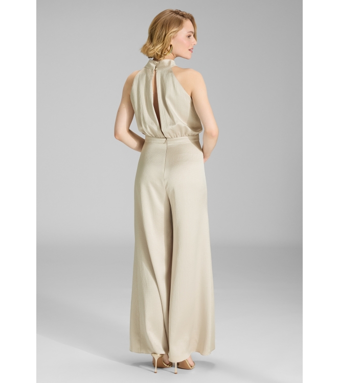 Swing Jumpsuit mit Schluppe aus geh?mmert 930 Champagne