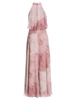 Swing Abendkleid mit blusigem Top aus flo 6801 Vintage pink/multi