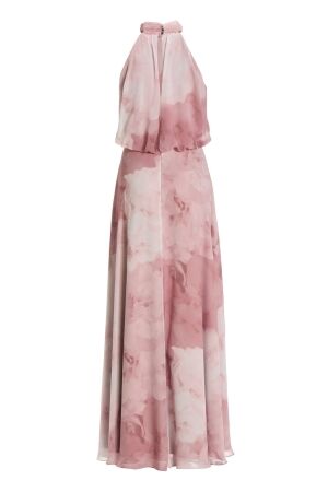 Swing Abendkleid mit blusigem Top aus flo 6801 Vintage pink/multi