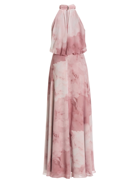 Swing Abendkleid mit blusigem Top aus flo 6801 Vintage pink/multi