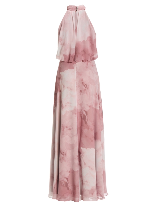 Swing Abendkleid mit blusigem Top aus flo 6801 Vintage pink/multi