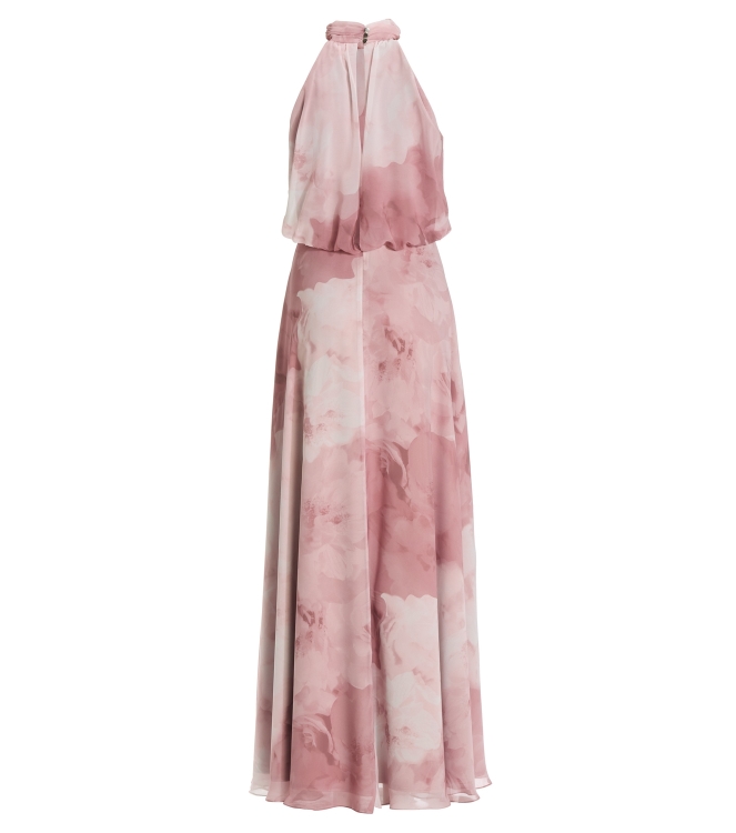 Swing Abendkleid mit blusigem Top aus flo 6801 Vintage pink/multi