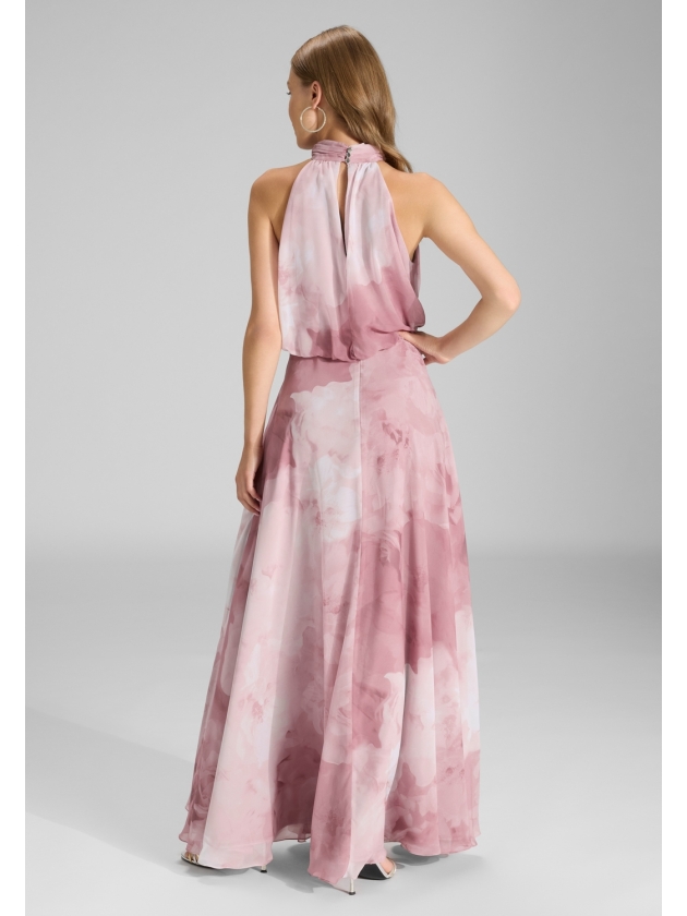 Swing Abendkleid mit blusigem Top aus flo 6801 Vintage pink/multi