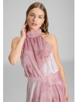 Swing Abendkleid mit blusigem Top aus flo 6801 Vintage pink/multi