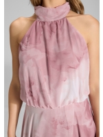 Swing Abendkleid mit blusigem Top aus flo 6801 Vintage pink/multi