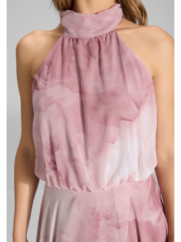 Swing Abendkleid mit blusigem Top aus flo 6801 Vintage pink/multi