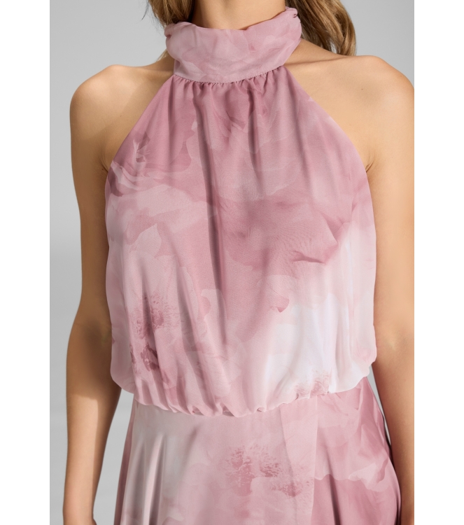 Swing Abendkleid mit blusigem Top aus flo 6801 Vintage pink/multi