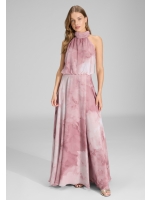 Swing Abendkleid mit blusigem Top aus flo 6801 Vintage pink/multi