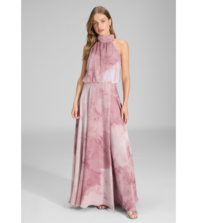 Swing Abendkleid mit blusigem Top aus flo 6801 Vintage pink/multi