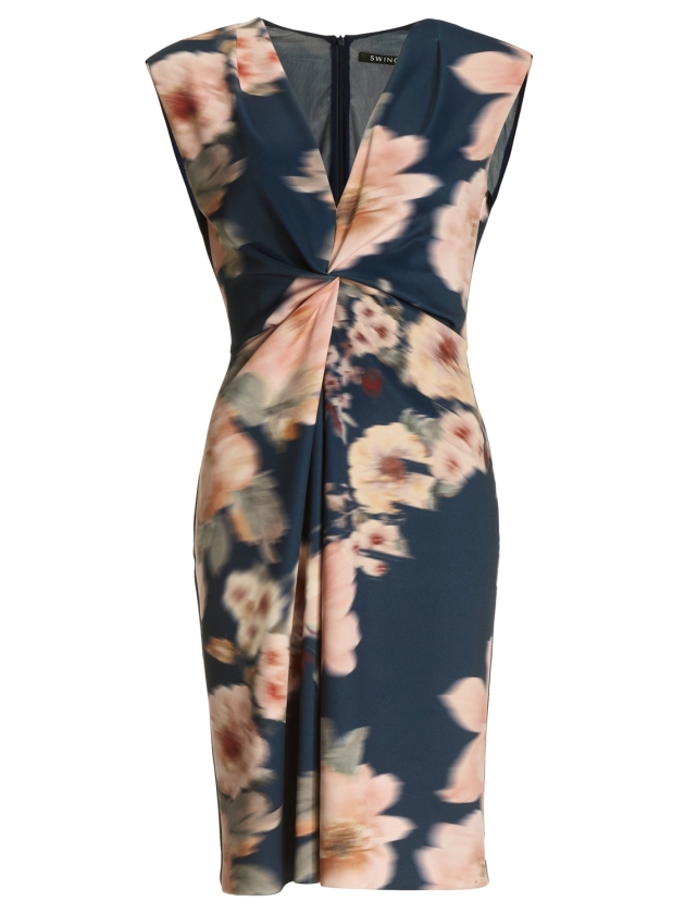 Swing Etuikleid aus floral bedrucktem Scu 3001 Navy/multi