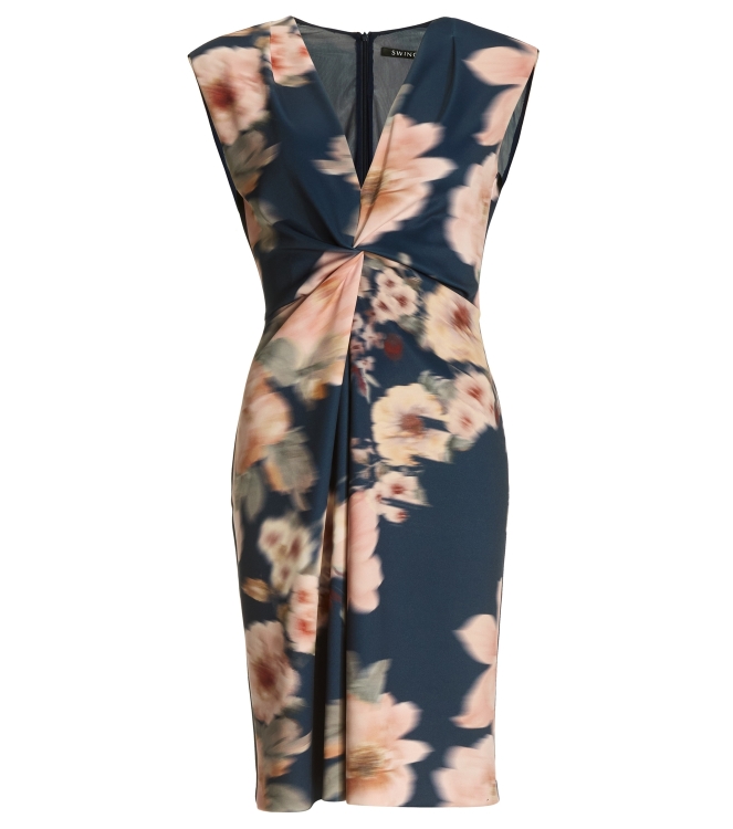 Swing Etuikleid aus floral bedrucktem Scu 3001 Navy/multi