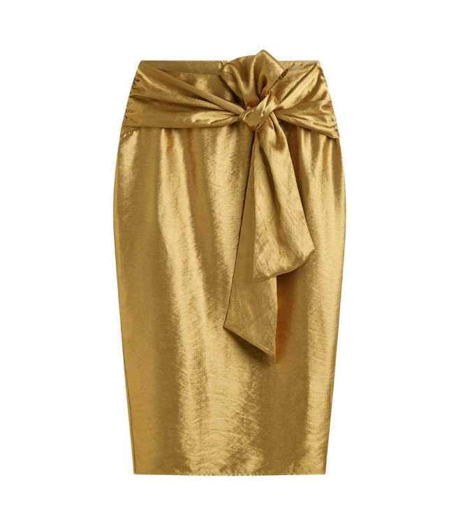 Josh V JAIME fitted metallic midi skirt 999 dark gold