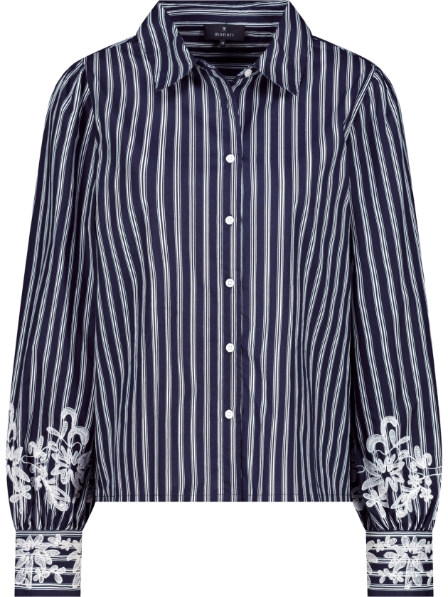 Monari Bluse 757 Marine gemustert