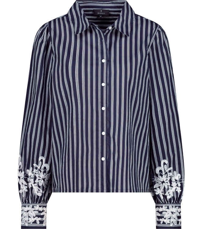 Monari Bluse 757 Marine gemustert
