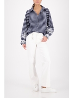 Monari Bluse 757 Marine gemustert