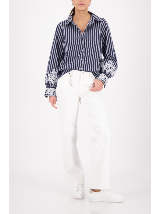 Monari Bluse 757 Marine gemustert