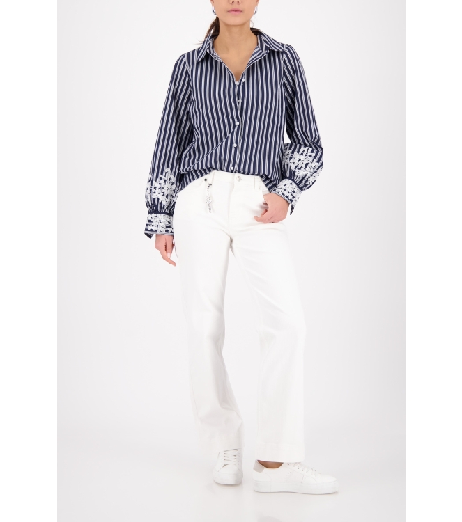 Monari Bluse 757 Marine gemustert