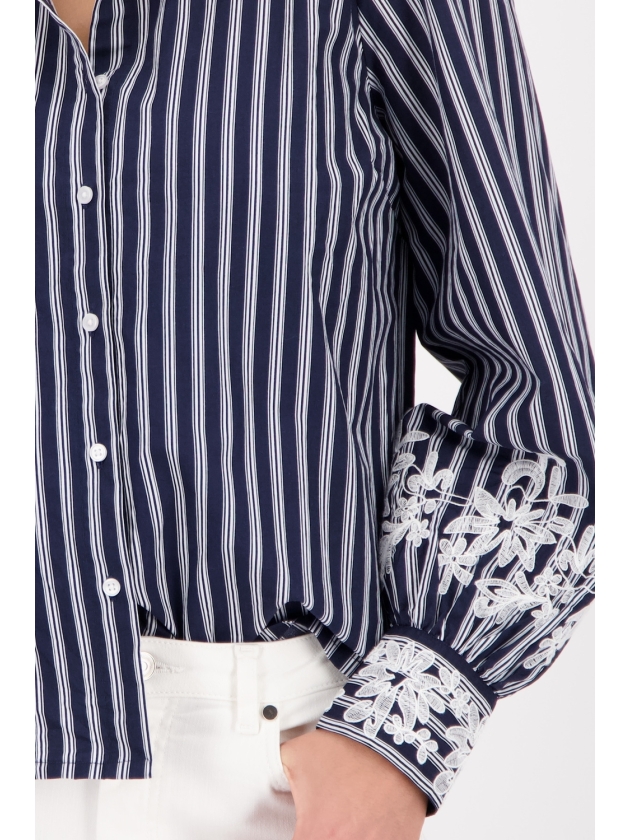 Monari Bluse 757 Marine gemustert