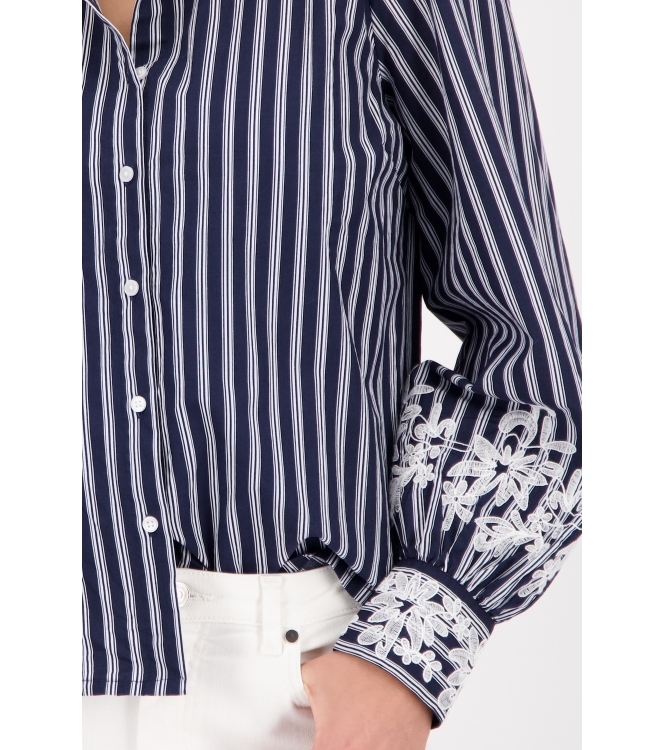 Monari Bluse 757 Marine gemustert