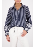 Monari Bluse 757 Marine gemustert