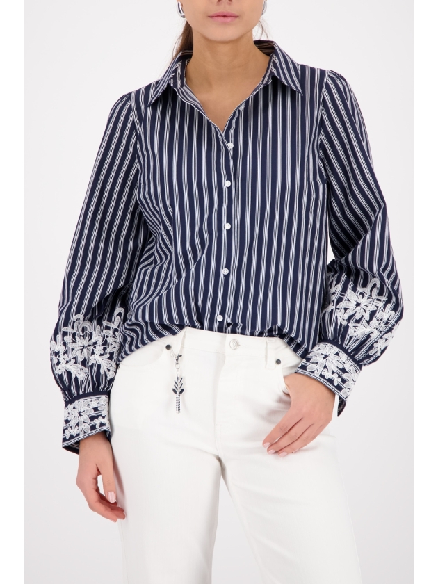 Monari Bluse 757 Marine gemustert