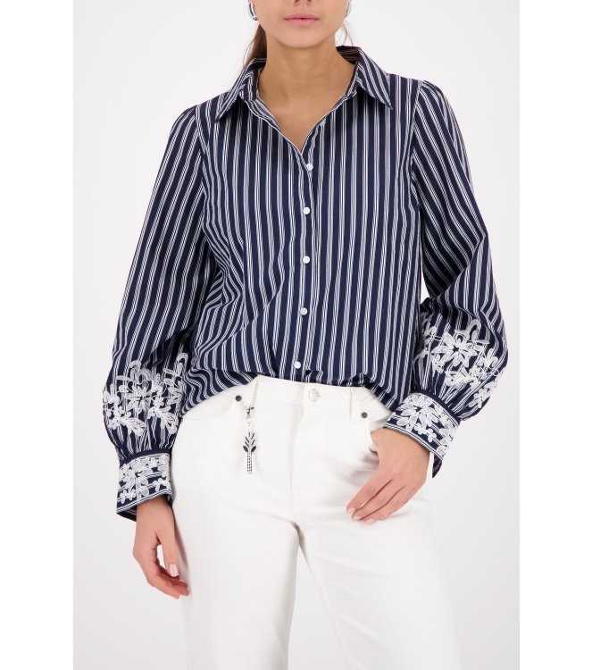 Monari Bluse 757 Marine gemustert