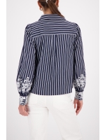 Monari Bluse 757 Marine gemustert