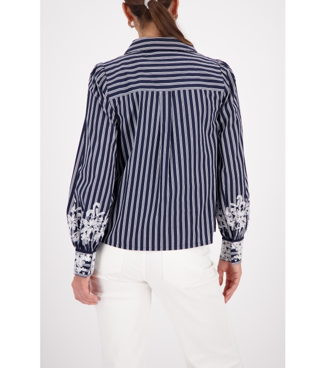 Monari Bluse 757 Marine gemustert